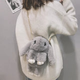 Cartoon Rabbit Chain Bag Fluffy Rabbit Fur Pompoms Sling Bag