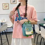 Funny Frog Cartoon Girl Chest Bag Cute Messenger Crossbody Nylon Women Bag