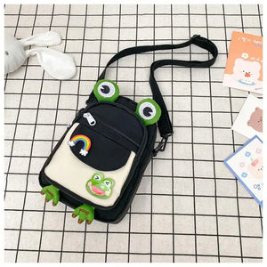 Funny Frog Cartoon Girl Chest Bag Cute Messenger Crossbody Nylon Women Bag