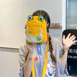 Funny Frog Cartoon Girl Chest Bag Cute Messenger Crossbody Nylon Women Bag