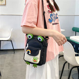 Funny Frog Cartoon Girl Chest Bag Cute Messenger Crossbody Nylon Women Bag