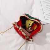 Strawberry Heart Shape Rivet Mini Chain Clutch Bag