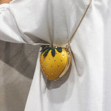 Strawberry Heart Shape Rivet Mini Chain Clutch Bag