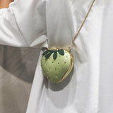 Strawberry Heart Shape Rivet Mini Chain Clutch Bag