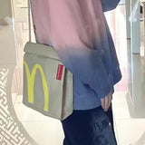 Funny Cartoon French Fries Canvas Backpack School Bag Messenger Bag