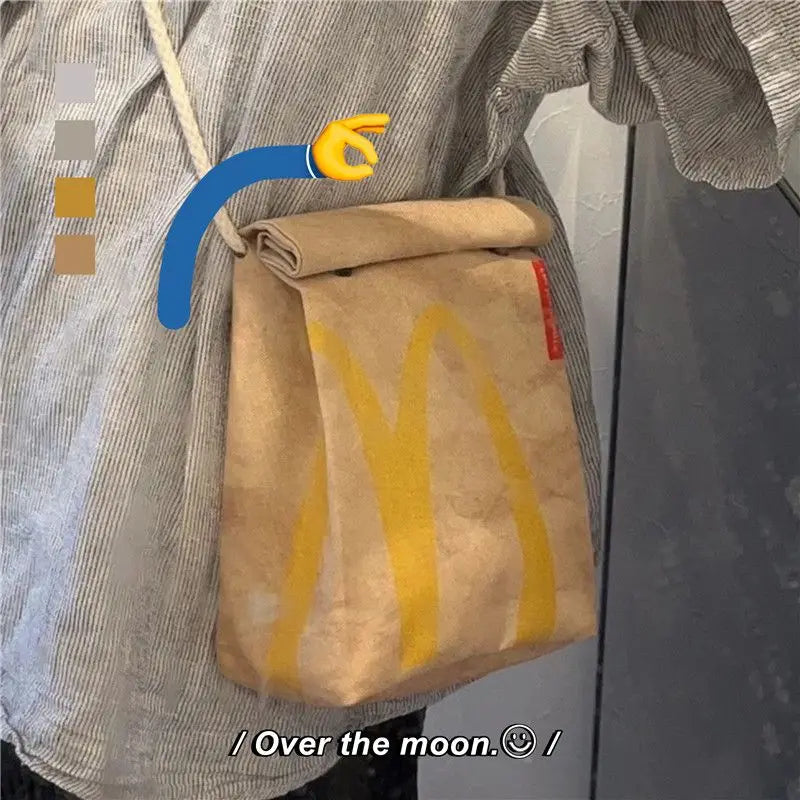 Funny Cartoon French Fries Canvas Backpack School Bag Messenger Bag