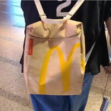 Funny Cartoon French Fries Canvas Backpack School Bag Messenger Bag