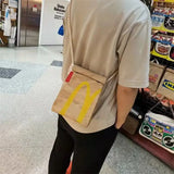 Funny Cartoon French Fries Canvas Backpack School Bag Messenger Bag