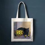 Funny Cat Print Shopper Bags High Capacity Canvas Tote Bag