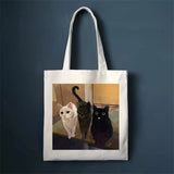 Funny Cat Print Shopper Bags High Capacity Canvas Tote Bag