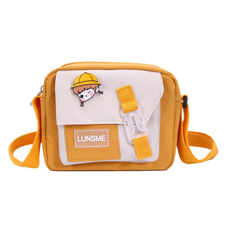 Fur Ball Pendant Canvas Shoulder Bag for Girls Women Crossbody Purse