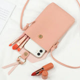Women's Mini Shoulder Bag Solid Color Cell Phone Key Case Purse