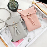Women's Mini Shoulder Bag Solid Color Cell Phone Key Case Purse