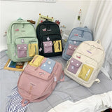 Girl School Bag Nylon Student School Backpacks Book Bags Matching Woman Backpack