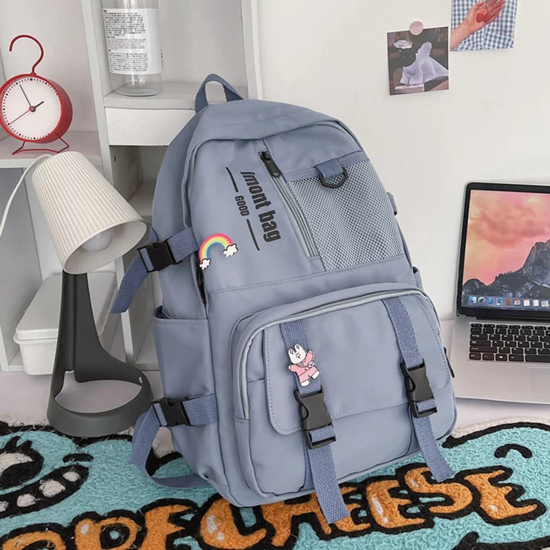 Girl Waterproof Nylon Backpacks Large Capacity Casual Laptop