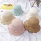 Girls Beach Bucket Breathable Cap Straw Sun Hat+Shoulder Handbag Set