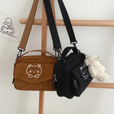 Harajuku Corduroy Messenger Bag Small Shoulder Travel Purses Handbags