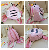 Girls Cotton Linen Backpack Children Honeybee Anti-lost Shoulder Bag