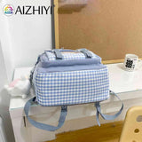 Girls Plaid Backpack Large Capacity School Bags for Teens