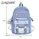 Girls Plaid Backpack Large Capacity School Bags for Teens