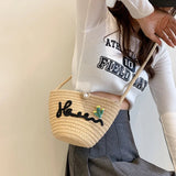 Girls Straw Beach Bag Woven Shoulder Bag Raffia Bucket Rattan Bags