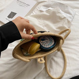 Girls Straw Beach Bag Woven Shoulder Bag Raffia Bucket Rattan Bags