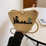 Girls Straw Beach Bag Woven Shoulder Bag Raffia Bucket Rattan Bags