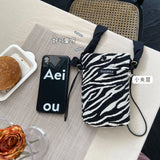 Girls Student Messenger Bags Phone Pouch Retro Houndstooth Small Shoulder