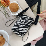 Girls Student Messenger Bags Phone Pouch Retro Houndstooth Small Shoulder