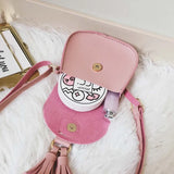 Girls Tassel Shoulder Bags Kids Messenger Bag Cartoon Printing Crossbody Bag