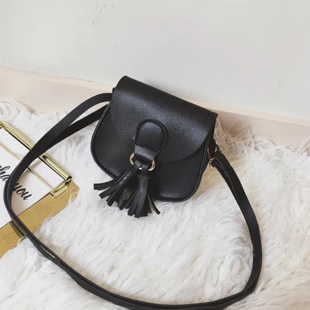 Girls Tassel Shoulder Bags Kids Messenger Bag Cartoon Printing Crossbody Bag