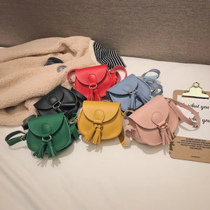 Girls Tassel Shoulder Bags Kids Messenger Bag Cartoon Printing Crossbody Bag