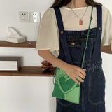 Love Heart Canvas Crossbody Bag Corduroy Women's Mini Shoulder Bag