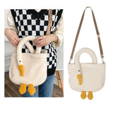 Goose Women Furry Shoulder Crossbody Bag Soft Plush Girls Messenger Bags