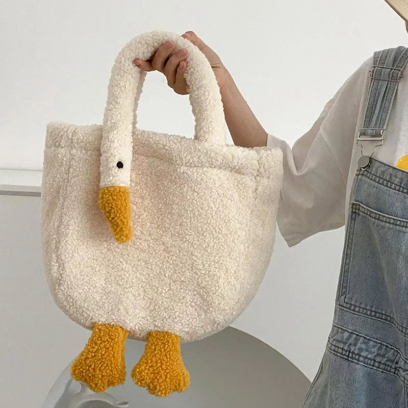 Goose Women Furry Shoulder Crossbody Bag Soft Plush Girls Messenger Bags