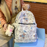 Graffiti Bear Backpack Waterproof Women Book Boy Bags Female Laptop Nylon
