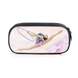 Gymnastics Art Print Cosmetic Case Pencil Box Girls Stationary