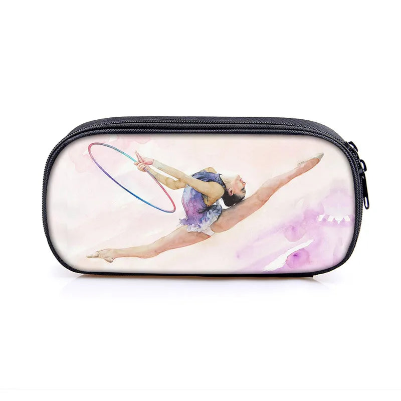 Gymnastics Art Print Cosmetic Case Pencil Box Girls Stationary