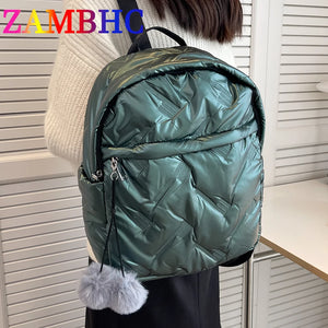 Hairball Female Quilted Padded Backpack Waterproof Down Fabric Backpack