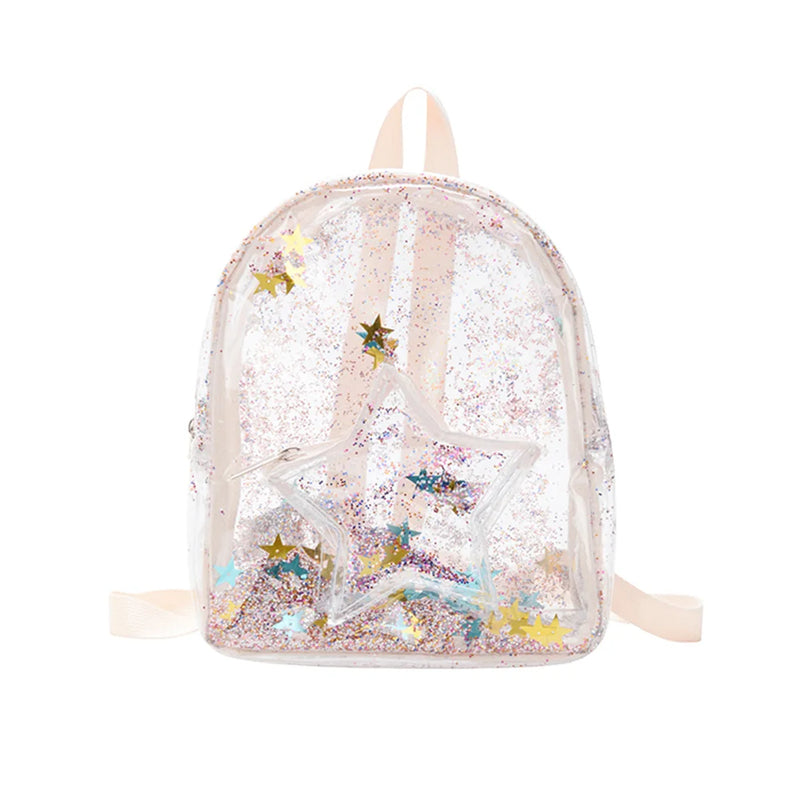 Glitter Stars Shoulder School Bags Kids Love PVC Shine Star