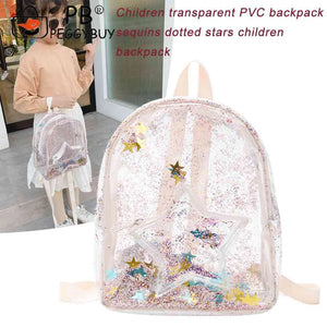 Glitter Stars Shoulder School Bags Kids Love PVC Shine Star