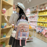 Harajuku Women Backpack Multi-Pocket Nylon Students School Bag