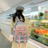 Harajuku Women Backpack Multi-Pocket Nylon Students School Bag