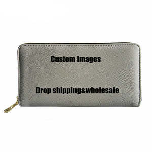 Horse Print Leather Wallet Women Long Zipper Wallets Coin Purse Pouch