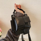 Ins Solid Woven Shoulder Bags for Women Personalized Portable Versatile Handbag
