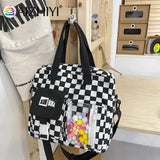 Japanese Plaid Shoulder Backpack Large Capacity Student Girl Travel Schoolbag