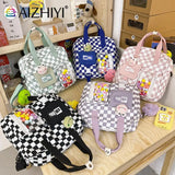 Japanese Plaid Shoulder Backpack Large Capacity Student Girl Travel Schoolbag