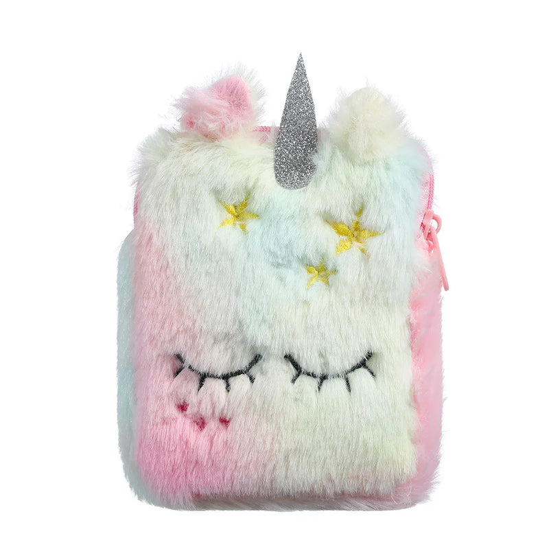 Plush Unicorn Messenger Bag for Girls