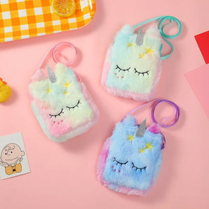 Plush Unicorn Messenger Bag for Girls