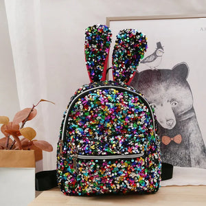 Kids Mini Backpack Purse Rabbit Ear School Bags for Baby Girls Sequins Backpacks